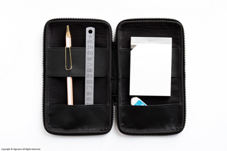 TSUKUSHI pen case, leather / Black