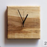 Wormy wood Wall clock, square (No.02)