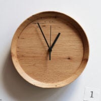 Wormy wood Wall clock, round (No.01)