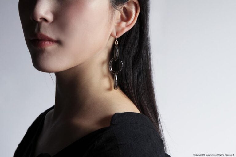 bubble chain earring / BK